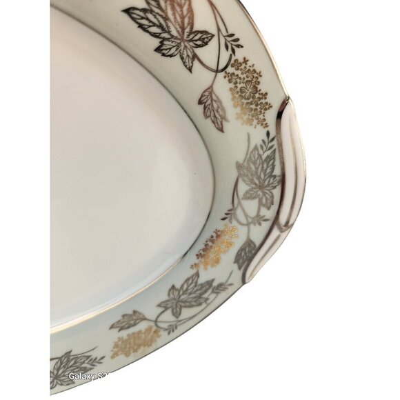 Noritake 5487  Japan Art Deco Oval Serving Platter With Floral & Gold Trim - Picture 7 of 8